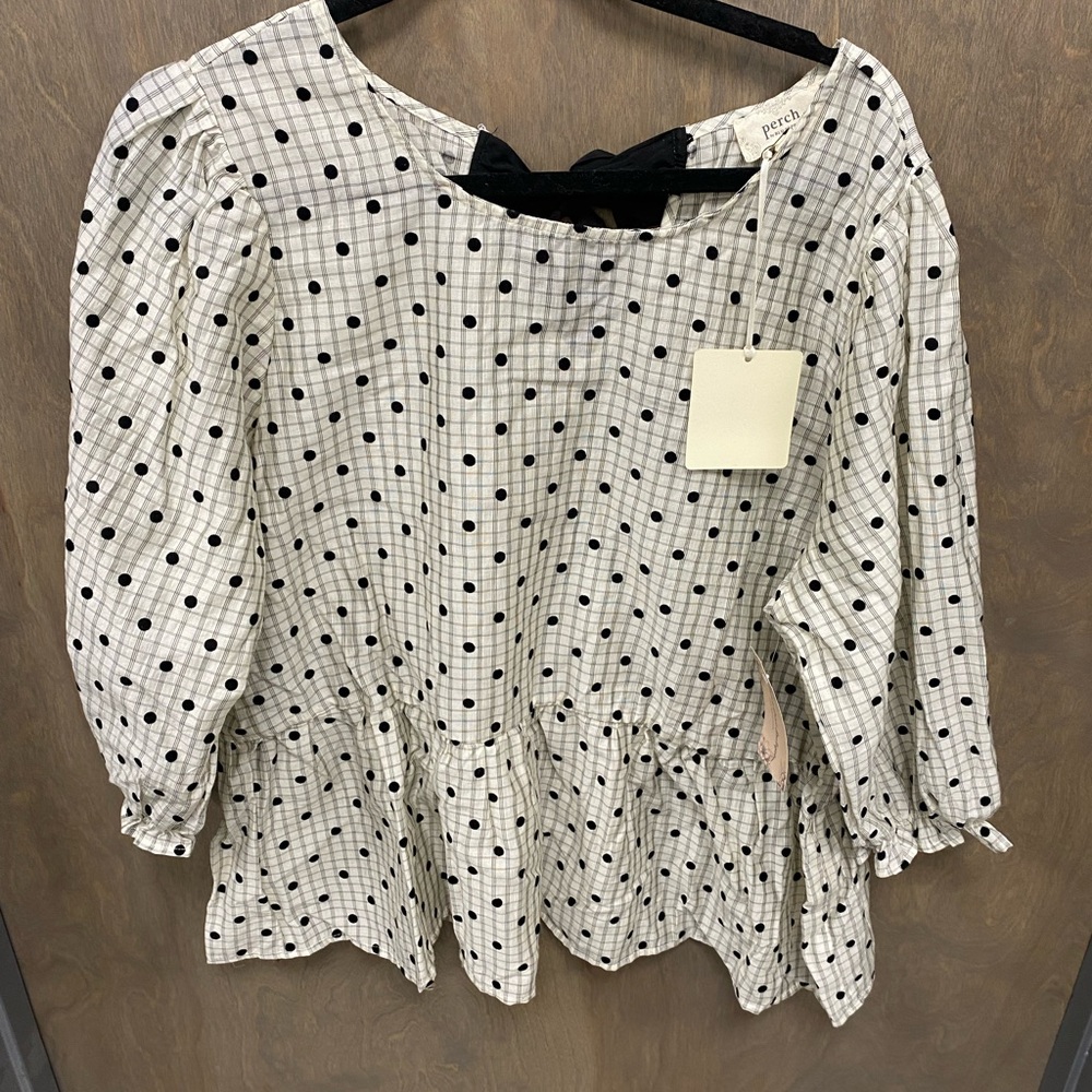 Blu Pepper Black and White Polka Dot Blouse